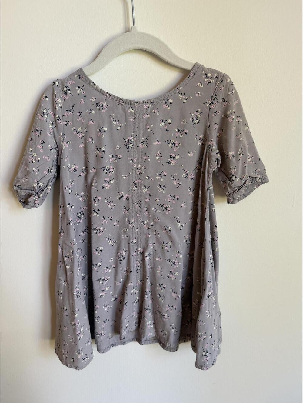 Gray Floral Swing Dress Girls 3T Soft Twirl Dress Cute Everyday Outfit